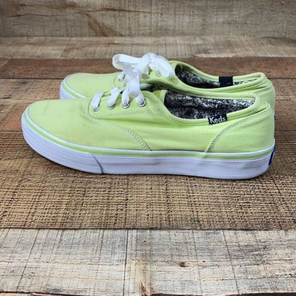 Keds Lime Green Canvas Casual Fashion Sneakers - Picture 4 of 9